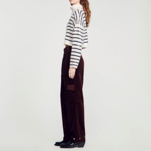 EUC Sandro VELVET CARGO PANTS FR 40 / US 8 - Picture 6 of 6